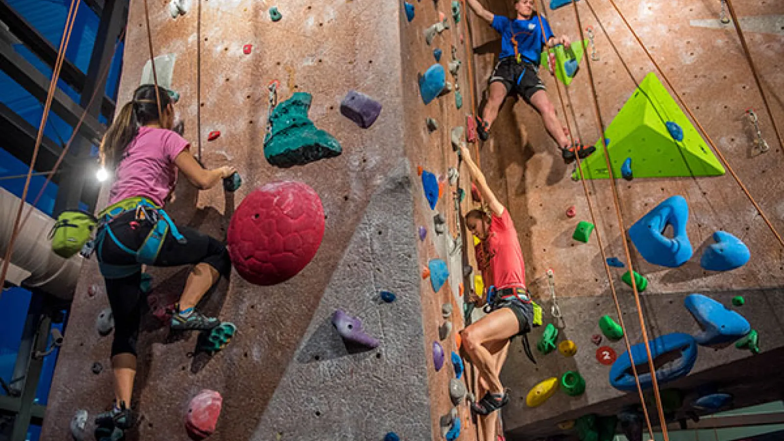 Students rock climbing at the ARC