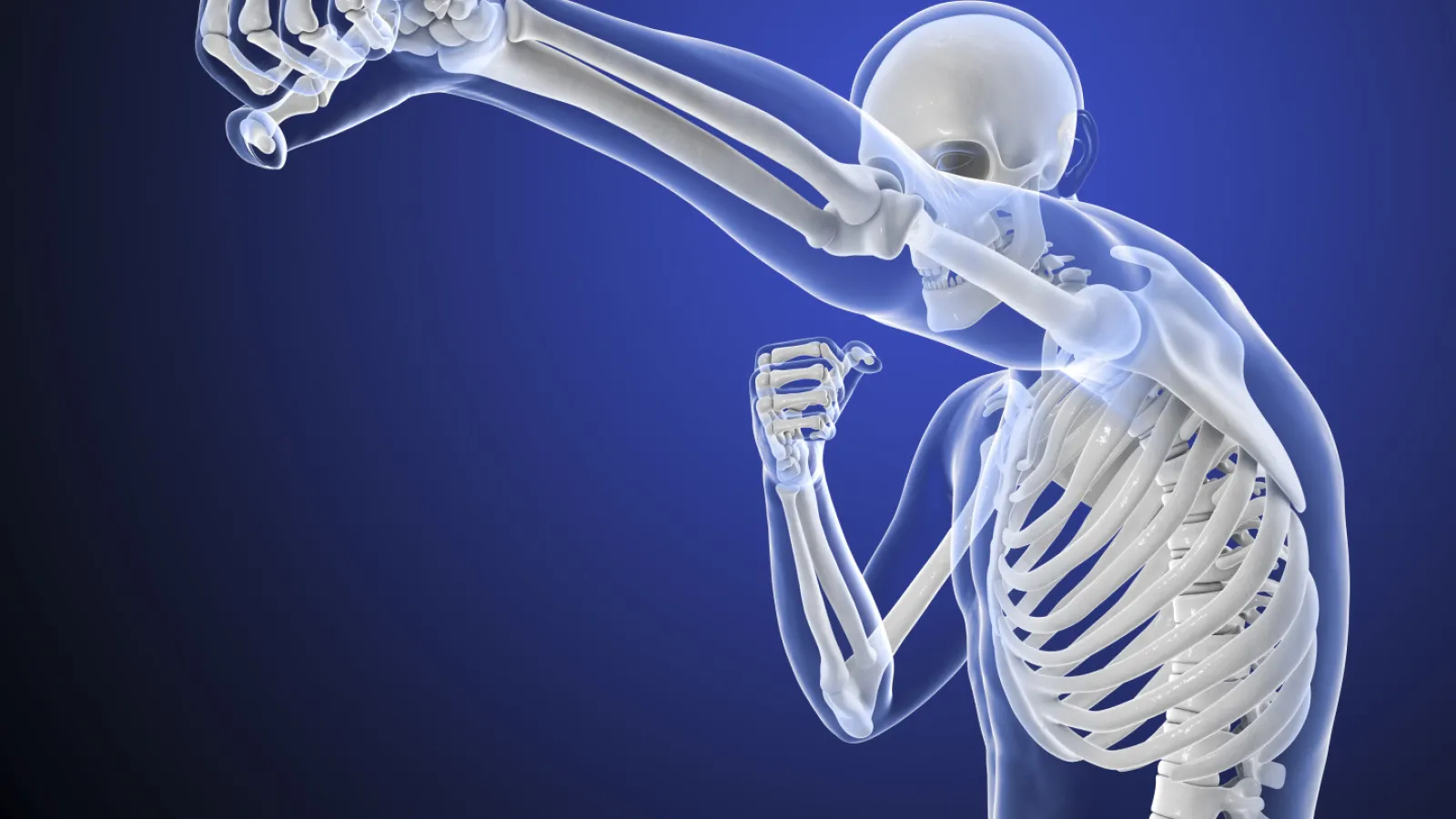 3D skeleton model punching the air