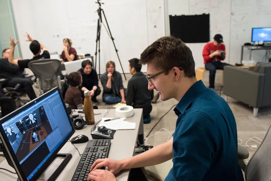 Student working a computer.
